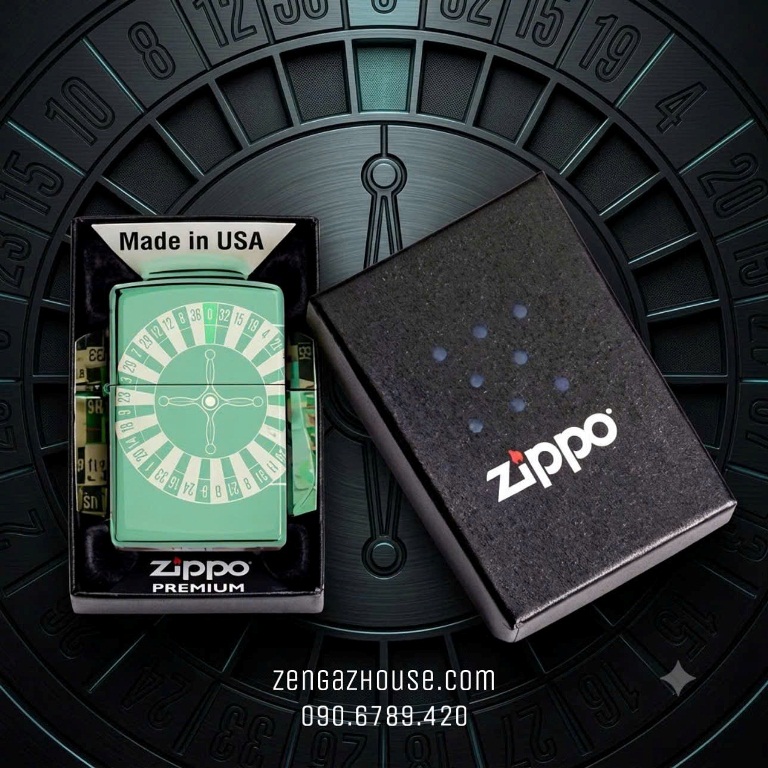 Bật Lửa ZIPPO USA – Casino Roulette Green Series