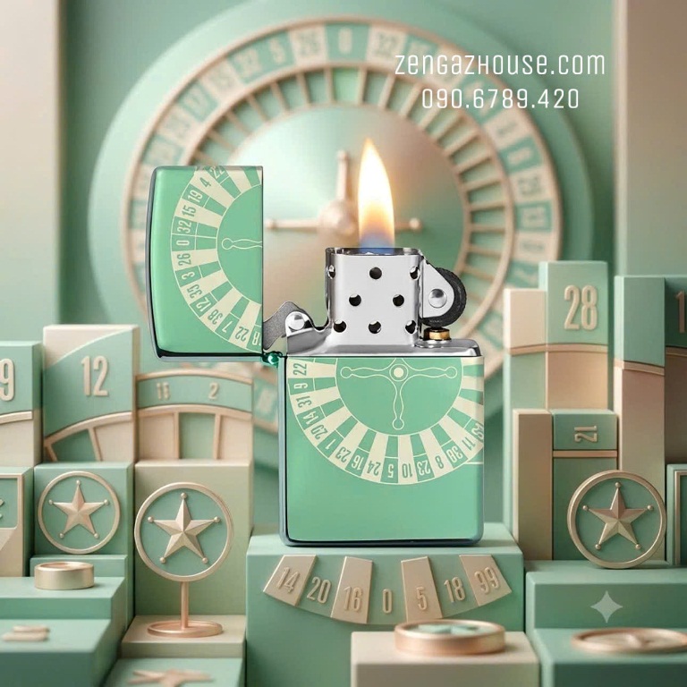 Bật Lửa ZIPPO USA – Casino Roulette Green Series