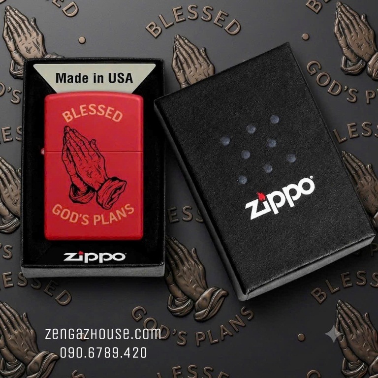 Bật Lửa ZIPPO USA – God Plans Dark Red