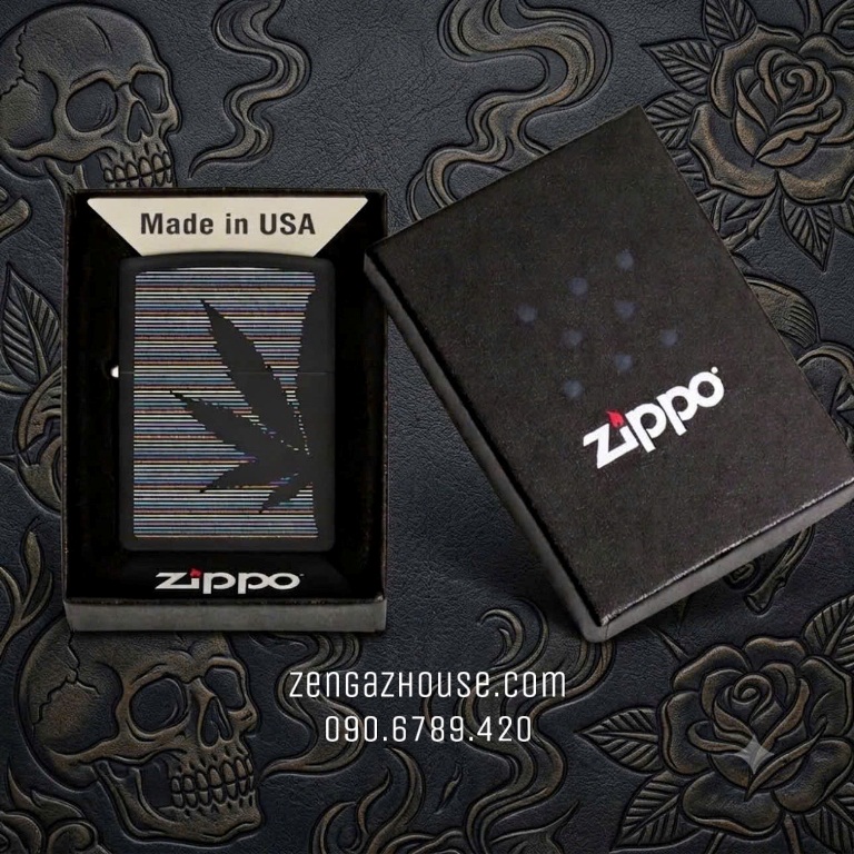 Bật Lửa ZIPPO USA – Retro CANNA Black Matte