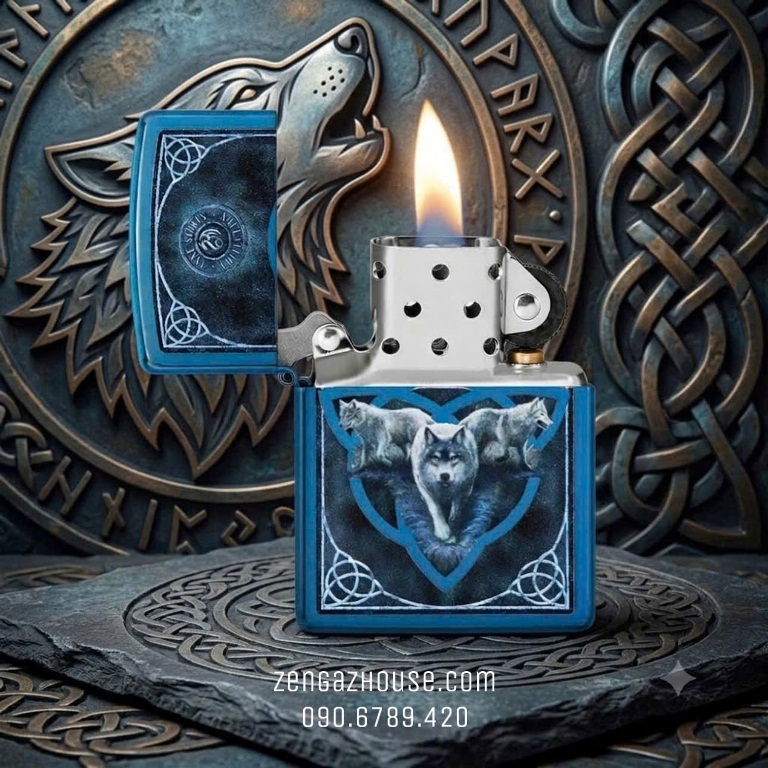 Bật Lửa ZIPPO USA – Wolf Pack Design Blue