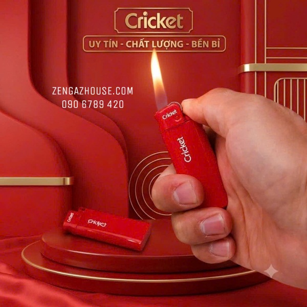 Bật Lửa Ngọn – CRICKET Dark Red Mini